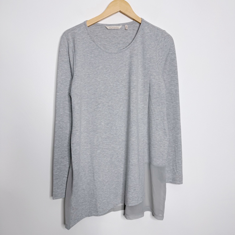 NWOT Soft Surroundings Gray Layered Tunic Top Size M Casual Minimalist Career